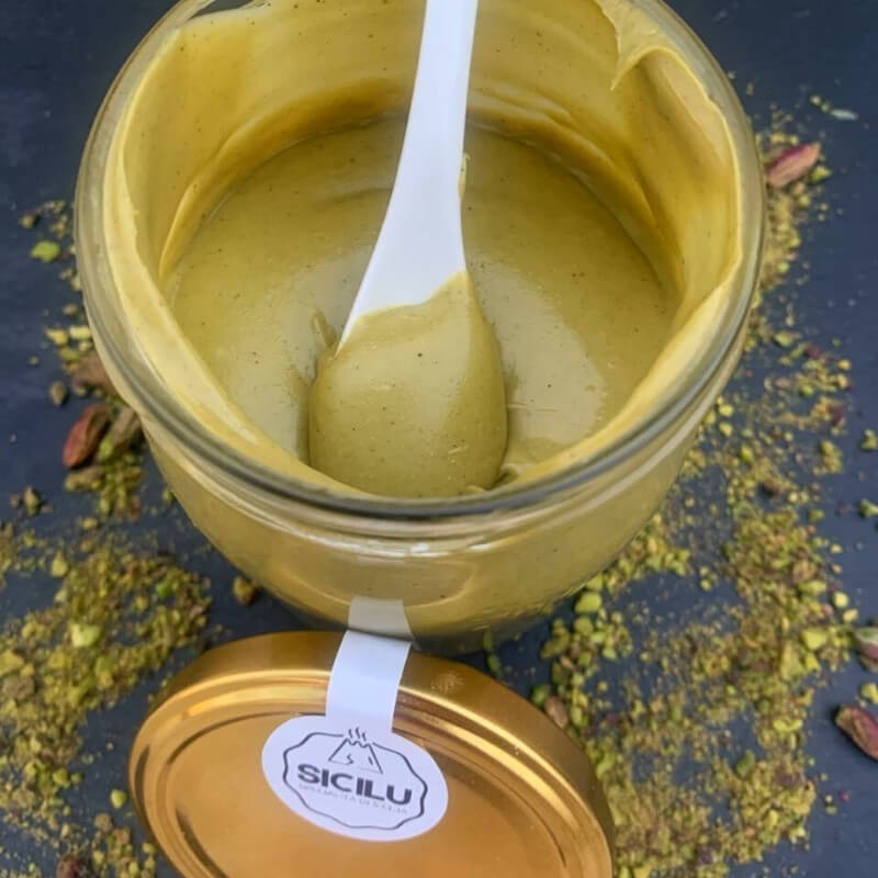 Panettone al Pistacchio da 1.2kg Farcito con 500g di Crema + Vaso di Crema al Pistacchio (Vari Formati)