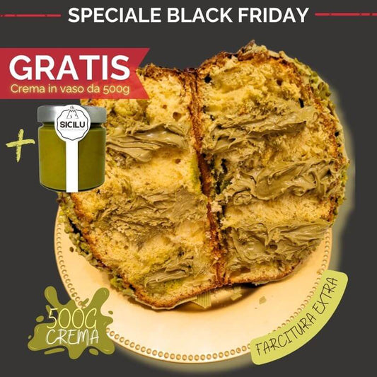 Panettone al Pistacchio da 1.2kg Farcito con 500g di Crema + Vaso di Crema al Pistacchio 500g